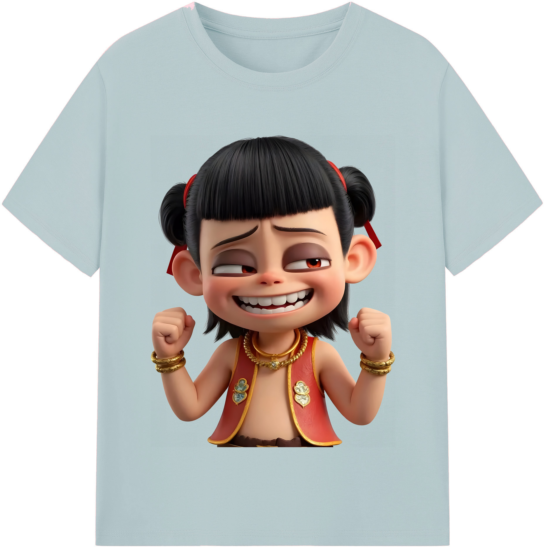 （画像用） Ne Zha 2 ナタ 魔童の大暴れ 綿100％半袖Tシャツ（フロントプリント）